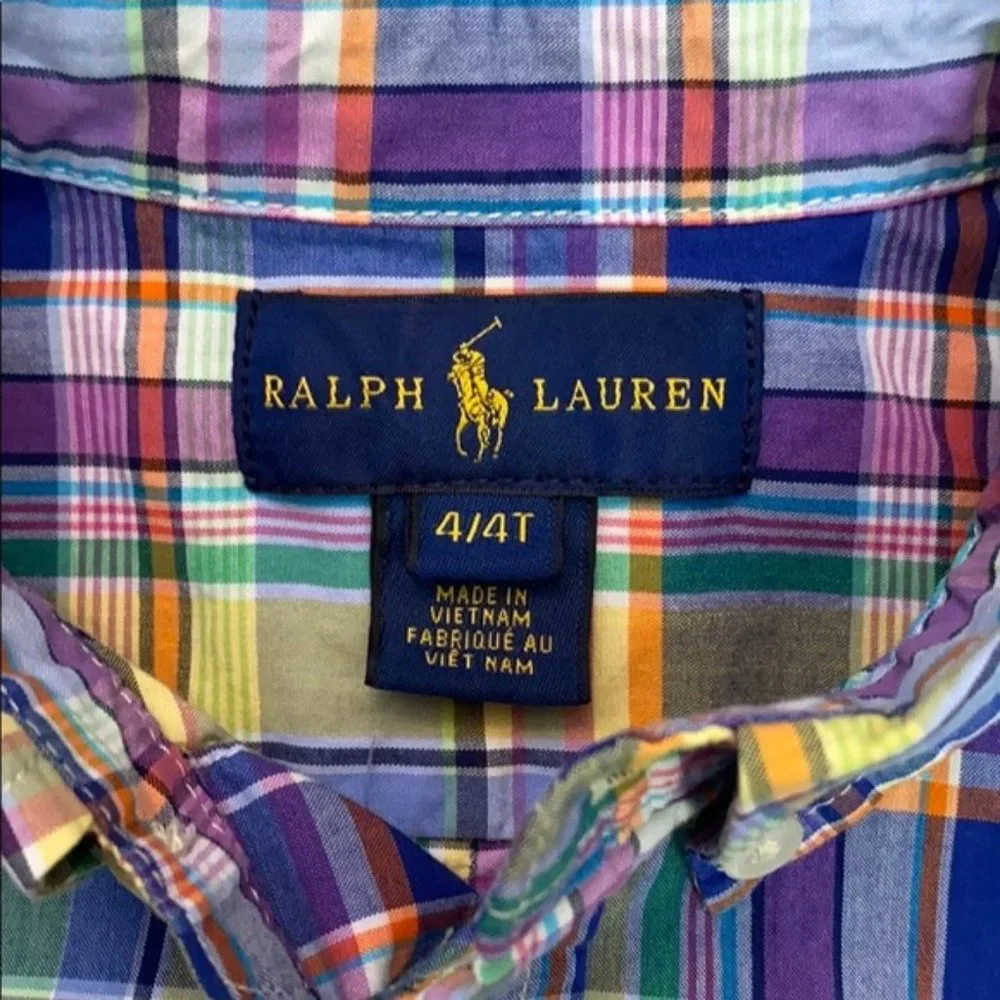 Ralph Lauren Boys Plaid Cotton Button Down Shirt